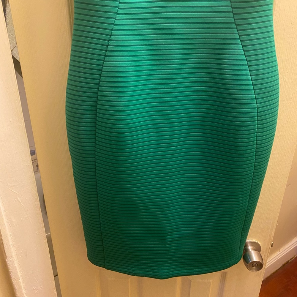 GREEN CALVIN KLEIN SLEEVELESS FITTED DRESS (WORN ONCE ONLY FOR 3 HOURS) - Picture 10 of 11